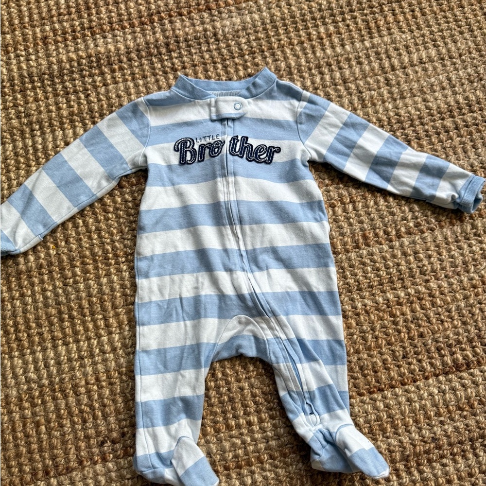 Carter's Blue and White Striped Footies